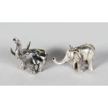 TWO NOVELTY SILVER ELEPHANTS.