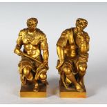 AFTER MICHELANGELO (LATE 19TH CENTURY) A PAIR OF STATUES DEPICTING GIULIANO DE MEDICI, DUKE OF
