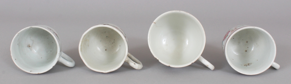 A GROUP OF FOUR 18TH CENTURY CHINESE FAMILLE ROSE PORCELAIN COFFEE CUPS, the largest 2.7in - Image 5 of 6