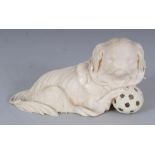 A GOOD QUALITY SIGNED JAPANESE MEIJI PERIOD IVORY OKIMONO OF A JAPANESE CHIN DOG, the Pekingese type