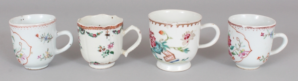 A GROUP OF FOUR 18TH CENTURY CHINESE FAMILLE ROSE PORCELAIN COFFEE CUPS, the largest 2.7in - Image 2 of 6