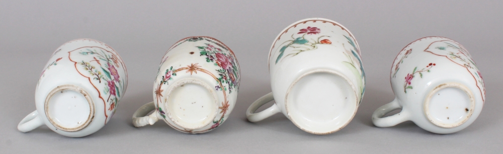 A GROUP OF FOUR 18TH CENTURY CHINESE FAMILLE ROSE PORCELAIN COFFEE CUPS, the largest 2.7in - Image 6 of 6