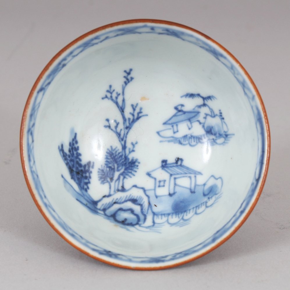 AN 18TH CENTURY CHINESE BLUE & WHITE BATAVIAN WARE NANKING CARGO PORCELAIN TEABOWL & SAUCER, each - Image 4 of 10