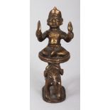 A SMALL 19TH CENTURY INDIAN BRONZE FIGURE OF GANGA, borne on an elephant, 2.8in high.