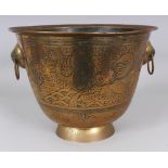 A LARGE EARLY 20TH CENTURY CHINESE POLISHED BRONZE JARDINIERE, the sides decorated with dragon and