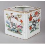 ANOTHER 19TH CENTURY CHINESE TONGZHI MARK & PERIOD FAMILLE ROSE CUBE FORM PORCELAIN WATER POT,