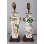A PAIR OF GOOD QUALITY EARLY/MID 19TH CENTURY CHINESE CANTON MANDARIN PORCELAIN VASES, mounted and