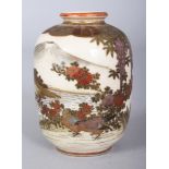 AN EARLY 20TH CENTURY JAPANESE SATSUMA MINIATURE EARTHENWARE VASE, the base with a maker’s mark, 2.