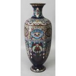 A VERY LARGE JAPANESE MEIJI PERIOD HEXAGONAL SECTION CLOISONNE VASE, decorated with a variety of