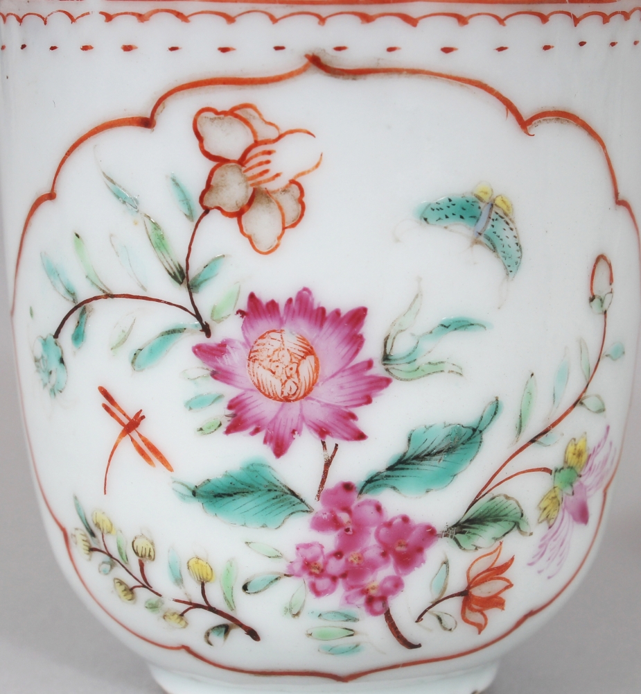 A GROUP OF FOUR 18TH CENTURY CHINESE FAMILLE ROSE PORCELAIN COFFEE CUPS, the largest 2.7in - Image 3 of 6