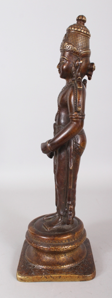 A LARGE 20TH CENTURY INDIAN BRONZE FIGURE OF RAMA, standing on a circular stepped plinth, 17in - Image 2 of 7