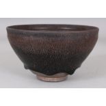 A CHINESE SONG STYLE JIAN WARE HARE’S FUR CERAMIC BOWL, the glaze falling well short of the foot,