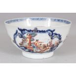 A SMALL 18TH CENTURY CHINESE EXPORT MEISSEN STYLE FAMILLE ROSE PORCELAIN BOWL, 4.4in diameter & 2.