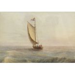 19th Century English School. A Sailing Boat at Sea, Watercolour, 4.75" x 6.75", and two other