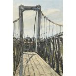 Frederick Etchells (1886-1973) British. 'The Bridge', Watercolour and Ink, Signed, 15.5" x 10.5".