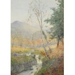 Albert Kinsley (1852-1945) British. "A View in Perthshire", a River Landscape, Watercolour,