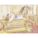 Maud Bennett (20th Century) British. 'The Rocking Horse', Watercolour, Signed and Inscribed on