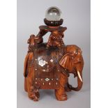 A GOOD SIGNED JAPANESE MEIJI PERIOD SHIBAYAMA & WOOD MODEL OF AN ELEPHANT, bearing a separate