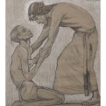 Mabel Alington Royds (1874-1941) British. Christ from the Cross with a Man on his Knees, Chalk,