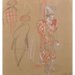 Circle of Laura Knight (1877-1970) British. Study of a Clown, Crayon and Pencil, Inscribed '