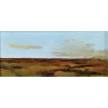 Michael Blodget (1963 ) American. "Evensong", An Open Landscape, Oil on Board, 5.5" x 13".