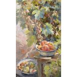 Ludmila Valentinovna Poliakova (1946 ) Russian. "The Apples of Crimea", Still Life of Fruit in two