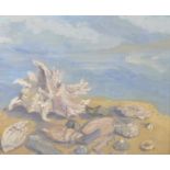 Betty Hamley (20th Century) British. "Shell and Stone Study", in a Coastal Landscape, Oil on