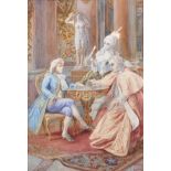 19th Century Italian School. 'The Chess Match', an Interior Scene with Elegant Figures with a