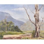 Myra Neddrie (20th Century) Australian. "Old Dead Gum Bundanoon, NSW", A Mountainous Landscape