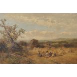 James Peel (1811-1906) British. 'Midday Rest', Figures Resting by a Haystack, Oil on Canvas, Signed,
