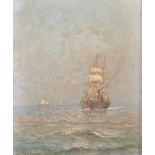 N...Paumery (19th Century) French. A Steam and Sail Ship in Choppy Waters, Oil on Panel, Signed, 6.