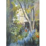 Sim (20th Century) British. "A Patch of Blue", a Garden Scene, Mixed Media, Signed, and Inscribed on