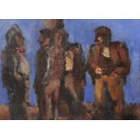 Josef Herman (1911-2000) Polish. "Four Standing Miners", Four Welsh Miners Standing in a