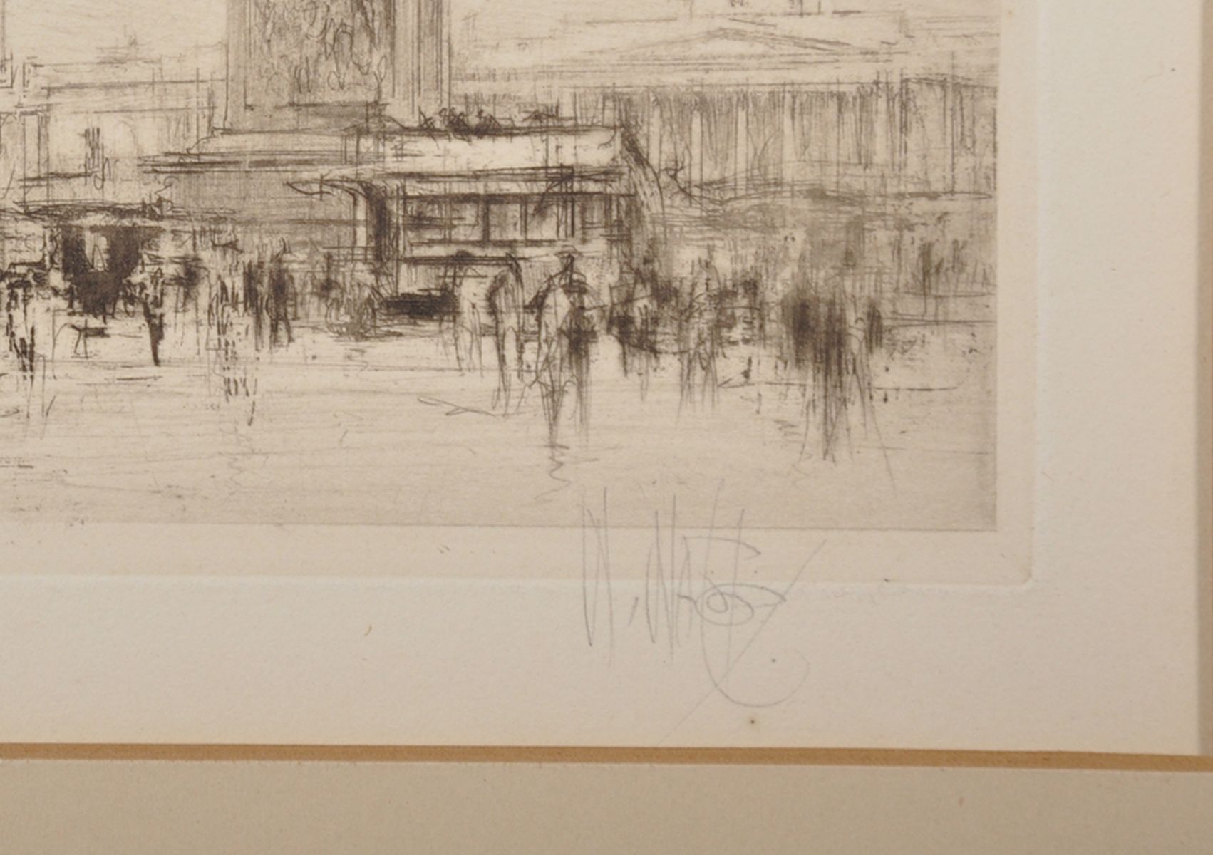 William Walcot (1874-1943) British. "Trafalgar Square", Etching, Signed in Pencil, Unframed, 3.5" - Image 3 of 4