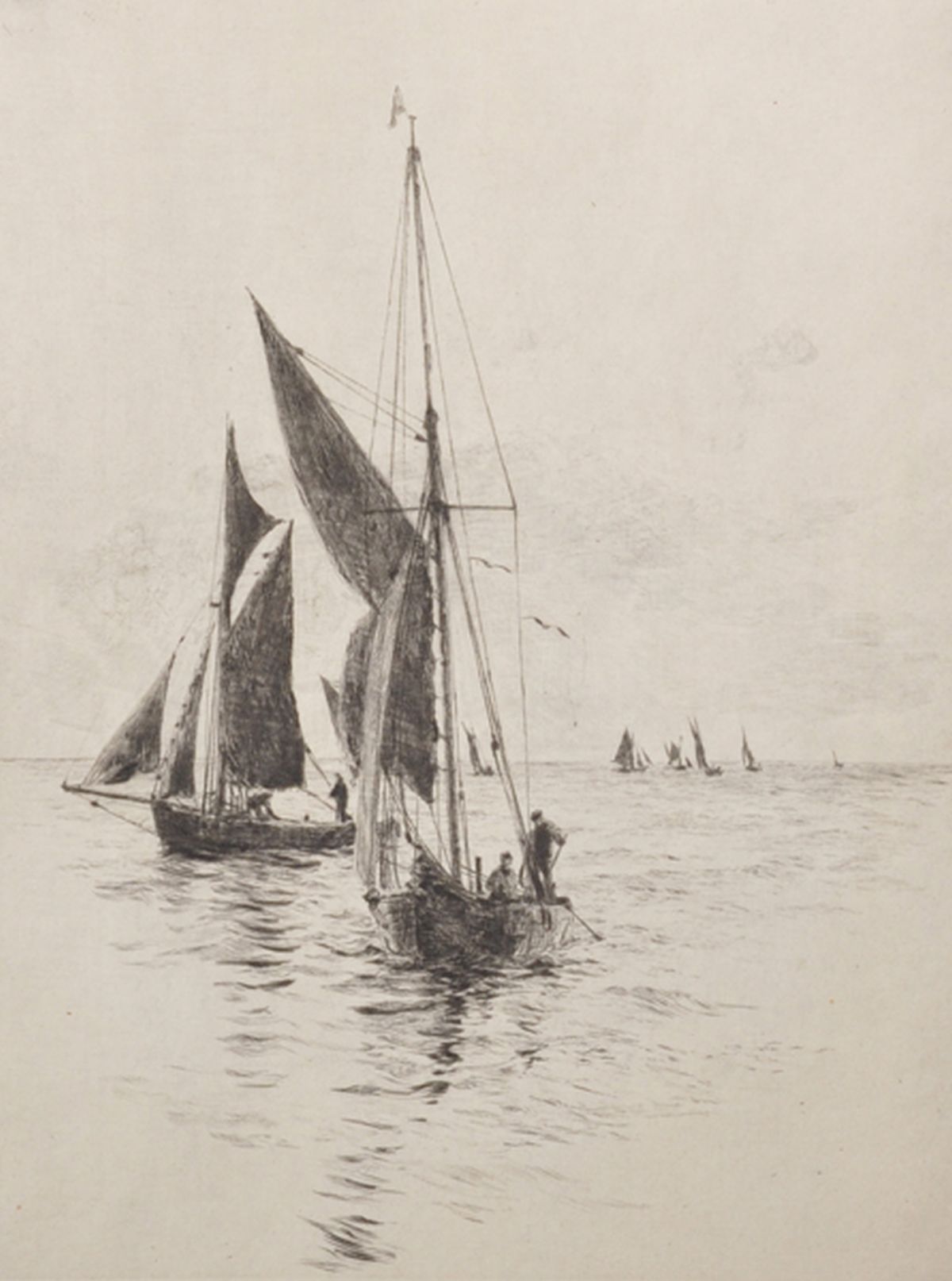 William Lionel Wyllie (1851-1931) British. "Fishing Boats", Etching, Signed in Pencil, Unframed, 8.