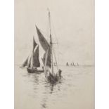 William Lionel Wyllie (1851-1931) British. "Fishing Boats", Etching, Signed in Pencil, Unframed, 8.