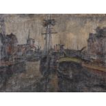 Lanskoy (Early 20th Century) European. A Harbour Scene with Moored Boats, Oil on Canvas, Signed,