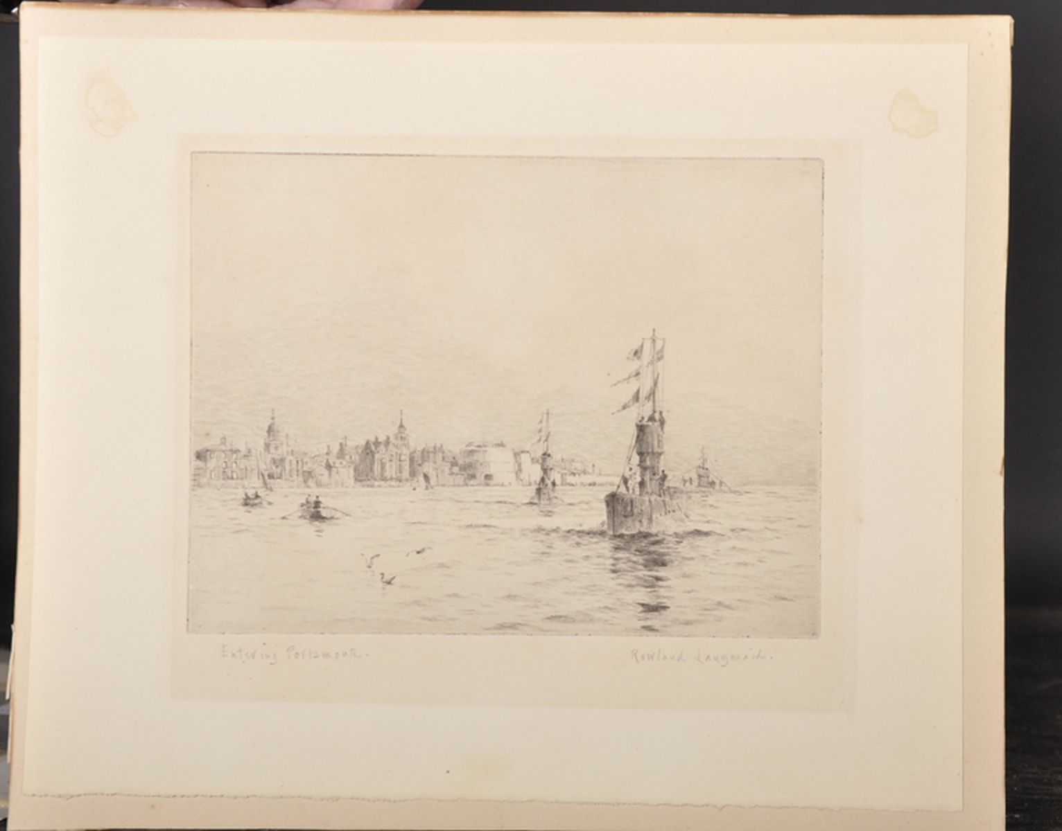 Rowland Langmaid (1897-1956) British. "Entering Portsmouth", Etching, Signed and Inscribed in - Image 2 of 4