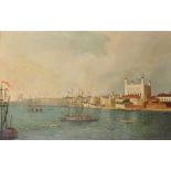 After William James (act.1730-1780) British. A Thames Scene with the Tower of London, Oil on Canvas,