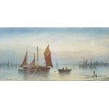 Thomas Mortimer (19th-20th Century) British. 'Fishing Boats at Twilight', Watercolour, Signed, 7"