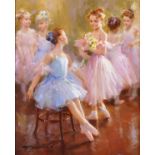 Konstantin Razumov (1974 ) Russian. "The First Success", Young Ballet Dances, one holding a Bunch of