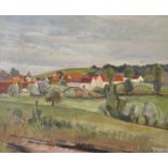 Leon Gaudeaux (1893-1947) French. An Open Landscape with a Hamlet in the distance, Oil on Canvas,