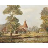 Marcus Holley Ford (1914-1989) British. "Oast House, Ashford Kent", Oil on Board, Signed, 18" x 23.