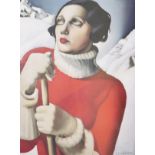 After Tamara de Lempicka (1898-1980) Polish. Study of a Girl wearing a Red and White Jumper in an