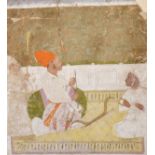 19th Century Middle Eastern School. An Interior with Figures, Mixed Media, Unframed, 9.25" x 8.