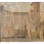 Ata Sabri (1913-1987) Iraqi. "Tastevere, Rome", A Street Scene, Oil on Canvas attached to a board,