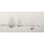 Rowland Langmaid (1897-1956) British. "Fantome and Valhalla off Cowes", Etching, Signed in Pencil