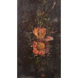 19th Century English School. A Garland of Flowers, Oil on Panel, 8" x 14".