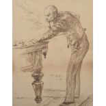 Evelyn Herbert (19th-20th Century) British. 'The Snooker Match', Study of a Man Smoking a Pipe