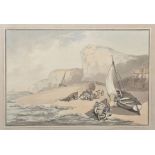 Thomas Rowlandson (1756-1827) British. "A View Near Folkestone with Fishermen Selling a Cargo",